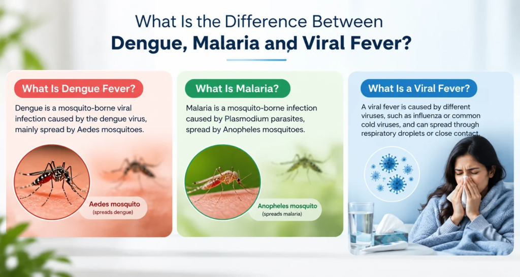 Difference Between Dengue, Malaria and Viral Fever